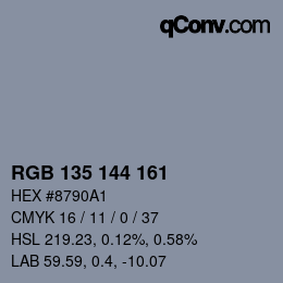 Farbcode: RGB 135 144 161 | qconv.com