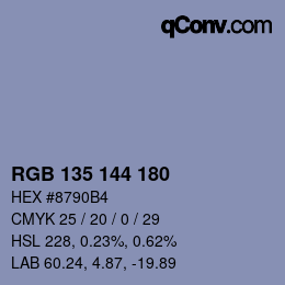 Color code: RGB 135 144 180 | qconv.com