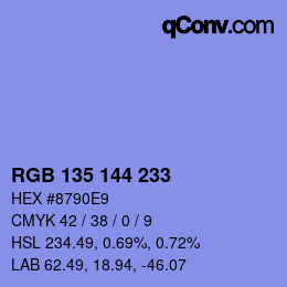 カラーコード: RGB 135 144 233 | qconv.com