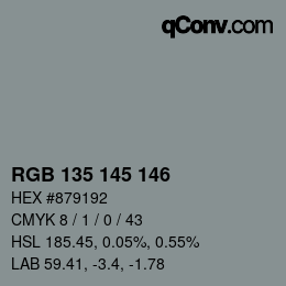 Color code: RGB 135 145 146 | qconv.com