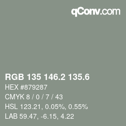 カラーコード: RGB 135 146.2 135.6 | qconv.com