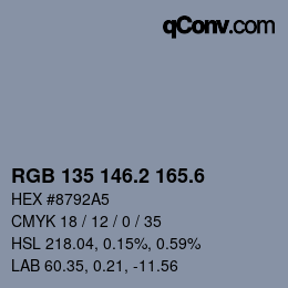 カラーコード: RGB 135 146.2 165.6 | qconv.com