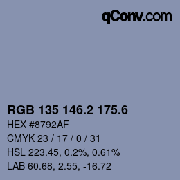 カラーコード: RGB 135 146.2 175.6 | qconv.com