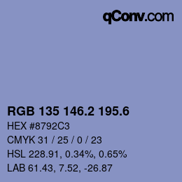 カラーコード: RGB 135 146.2 195.6 | qconv.com