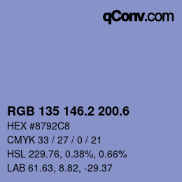 カラーコード: RGB 135 146.2 200.6 | qconv.com