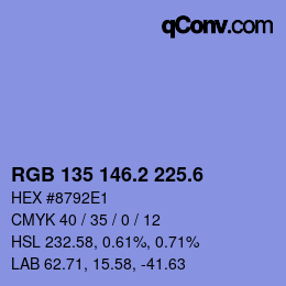 カラーコード: RGB 135 146.2 225.6 | qconv.com