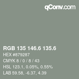 カラーコード: RGB 135 146.6 135.6 | qconv.com