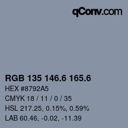 カラーコード: RGB 135 146.6 165.6 | qconv.com