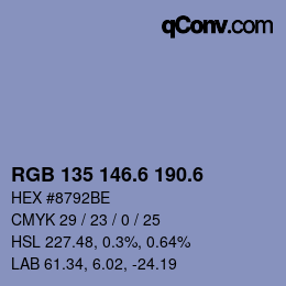カラーコード: RGB 135 146.6 190.6 | qconv.com