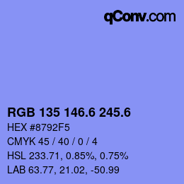 カラーコード: RGB 135 146.6 245.6 | qconv.com