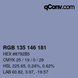 カラーコード: RGB 135 146 181 | qconv.com