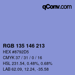 颜色代码: RGB 135 146 213 | qconv.com