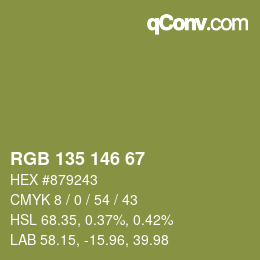 Código de color: RGB 135 146 67 | qconv.com