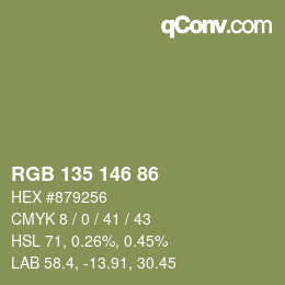 颜色代码: RGB 135 146 86 | qconv.com