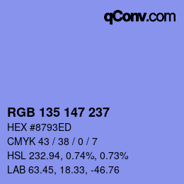 Color code: RGB 135 147 237 | qconv.com