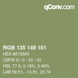 Código de color: RGB 135 149 101 | qconv.com