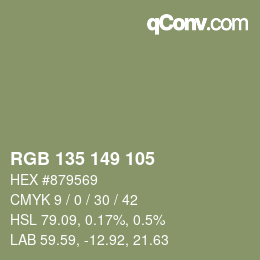 カラーコード: RGB 135 149 105 | qconv.com