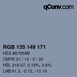 Farbcode: RGB 135 149 171 | qconv.com