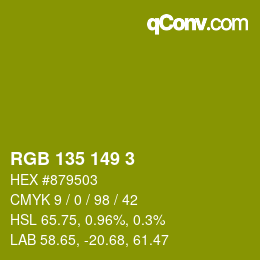 Color code: RGB 135 149 3 | qconv.com