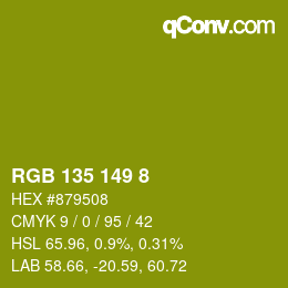 Color code: RGB 135 149 8 | qconv.com