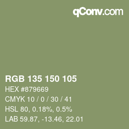 颜色代码: RGB 135 150 105 | qconv.com