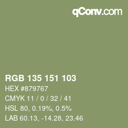 Color code: RGB 135 151 103 | qconv.com