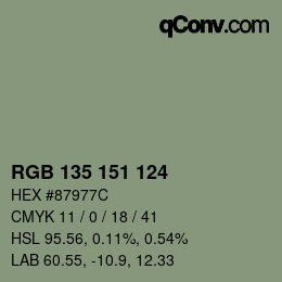 Farbcode: RGB 135 151 124 | qconv.com