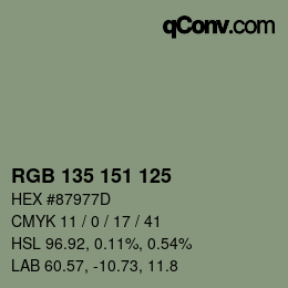 Code couleur: RGB 135 151 125 | qconv.com