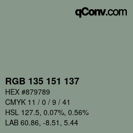 Farbcode: RGB 135 151 137 | qconv.com