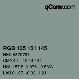 Color code: RGB 135 151 145 | qconv.com