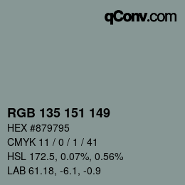 Código de color: RGB 135 151 149 | qconv.com