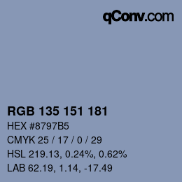 Color code: RGB 135 151 181 | qconv.com