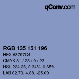Color code: RGB 135 151 196 | qconv.com