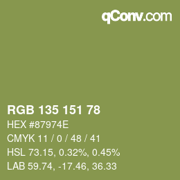 Color code: RGB 135 151 78 | qconv.com