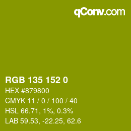 カラーコード: RGB 135 152 0 | qconv.com