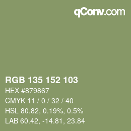 颜色代码: RGB 135 152 103 | qconv.com