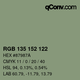 カラーコード: RGB 135 152 122 | qconv.com
