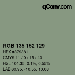 颜色代码: RGB 135 152 129 | qconv.com