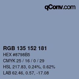 颜色代码: RGB 135 152 181 | qconv.com