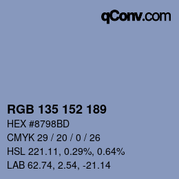カラーコード: RGB 135 152 189 | qconv.com