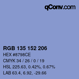 カラーコード: RGB 135 152 206 | qconv.com