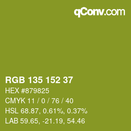 Color code: RGB 135 152 37 | qconv.com