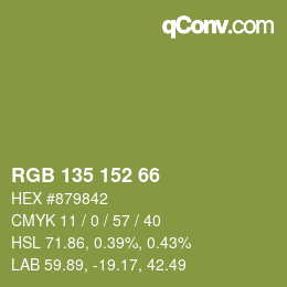 Color code: RGB 135 152 66 | qconv.com