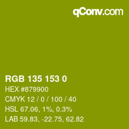 Color code: RGB 135 153 0 | qconv.com