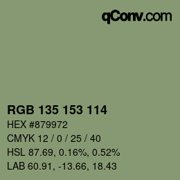 Color code: RGB 135 153 114 | qconv.com