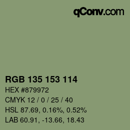 Color code: RGB 135 153 114 | qconv.com