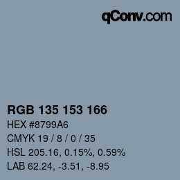 Color code: RGB 135 153 166 | qconv.com