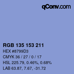 カラーコード: RGB 135 153 211 | qconv.com