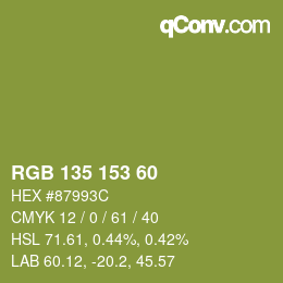 カラーコード: RGB 135 153 60 | qconv.com