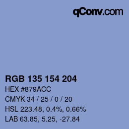 Farbcode: RGB 135 154 204 | qconv.com